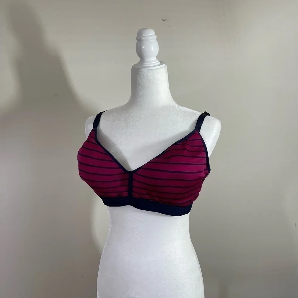 Just Be sz  42C  bra navy and cranberry stripe   Looks similar to a sports bra